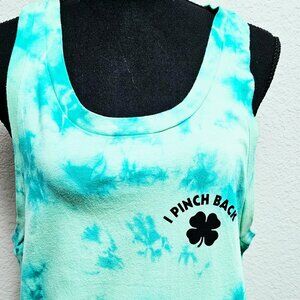 VS PINK St. Patrick's Day Tank Top "I Pinch Back" Size Large Green New